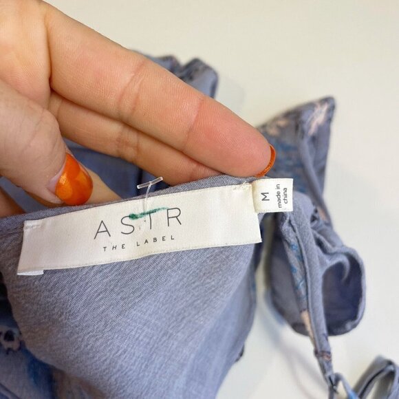 ASTR Gwyn Floral Cold Shoulder Maxi Wrap Dress Blue M V-neck Spaghetti Straps - Picture 5 of 9